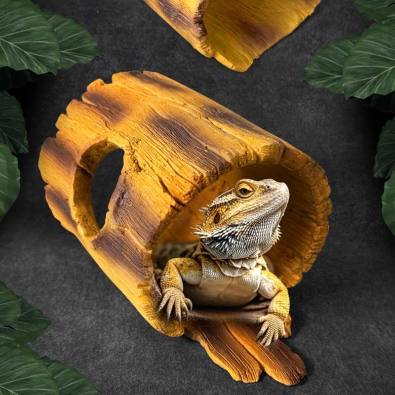 Natural Reptiles Habitats Decors Resin Hideouts Cave For Bearded Dragons Geckos Climbing Shelter Place Easy to Clean