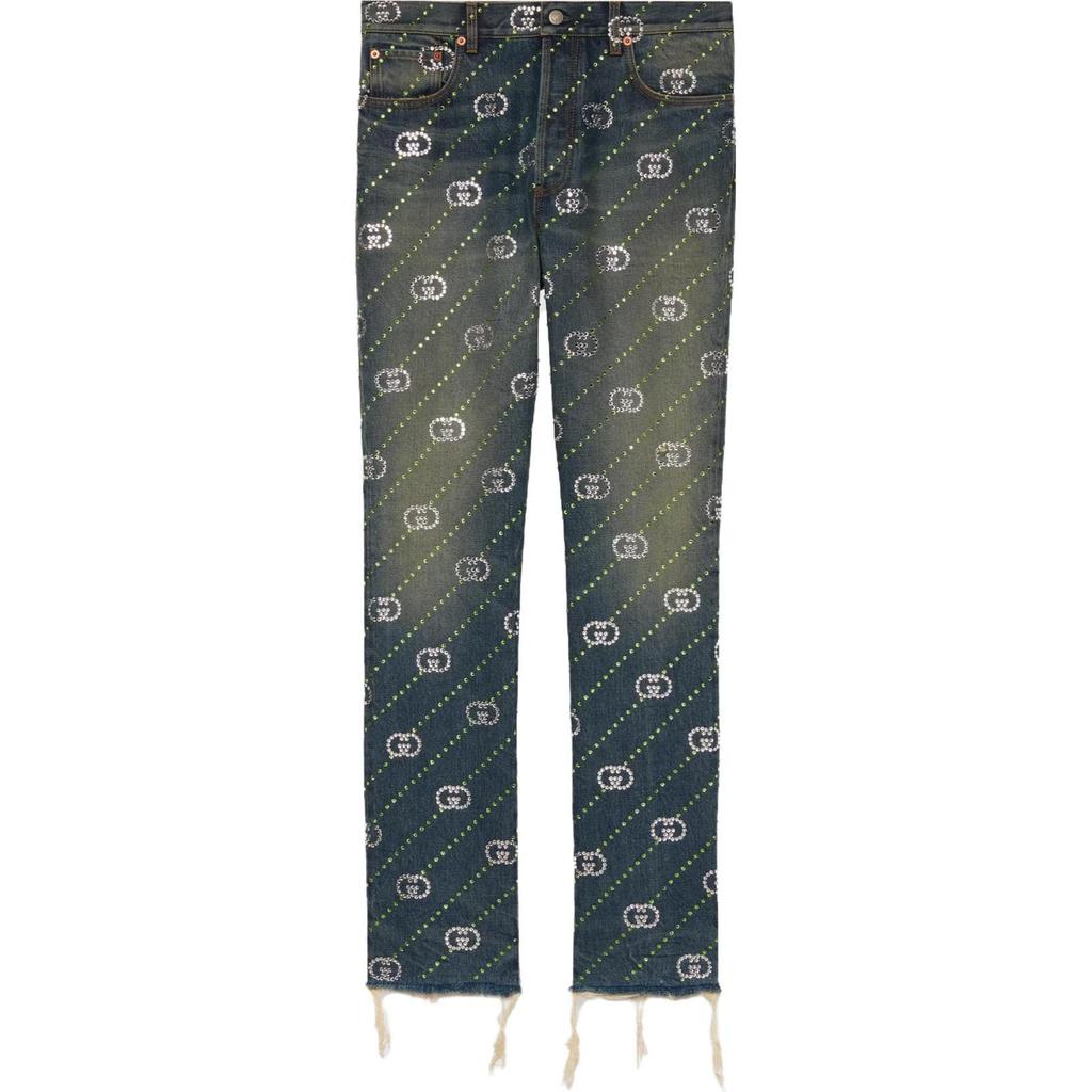 Gucci Dżinsy z postrzępionym brzegiem i wzorem Interlocking G 760957-XDCOT-4447