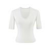 U-neck medium-sleeved T-shirt women's summer new American Spice Girl style solid color slim-fitting and thin bottoming top