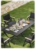 Collapsible Metal Table and Chair Set for Outdoor Use - Ideal for Camping, Patio, Night Markets, and Street Vending