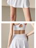 White Sports Mini Skirt: Two-Piece Style, Anti-Exposure - Perfect for Badminton, Tennis, Running & Fitness. Women's Half Skirt for Summer.