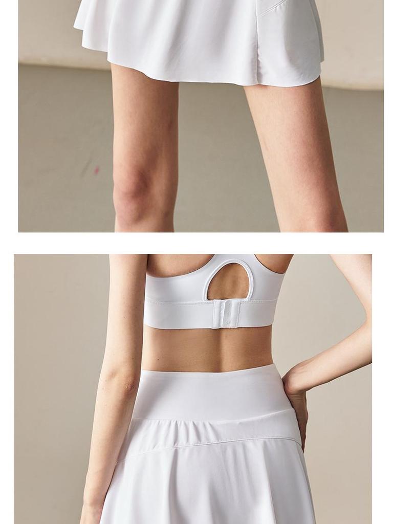 White Sports Mini Skirt: Two-Piece Style, Anti-Exposure - Perfect for Badminton, Tennis, Running & Fitness. Women's Half Skirt for Summer.