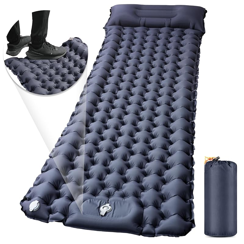 Air Mattress Camping Mat [30s Inflation, 10cm Thickness] Foot-operated, Infinitely Connectable, R-value 4.0, Car Camping, Emergency Use, Thick, with