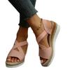 2024 Women's Shoes Elastic Strap Women's Sandals Fashion Outdoor Casual Beach Sandals Women's New Open Toe Wedge Sandals