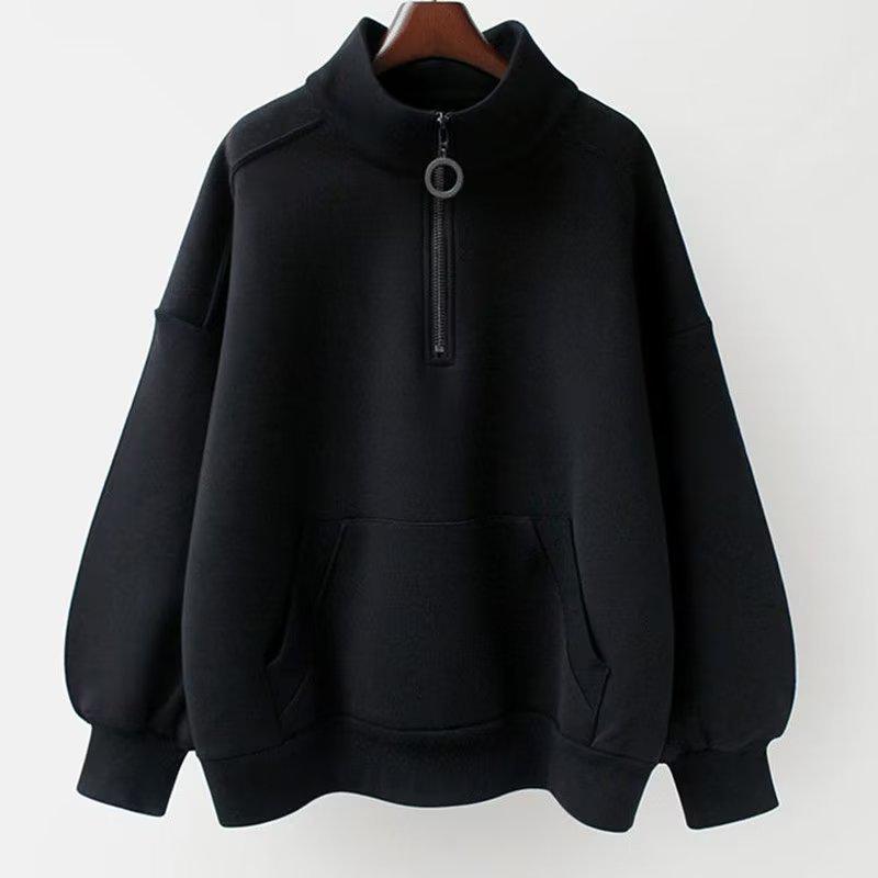 

Трендовая мужская однотонная полуводолазка на молнии с бархатом и длинным рукавом, 2024. XL