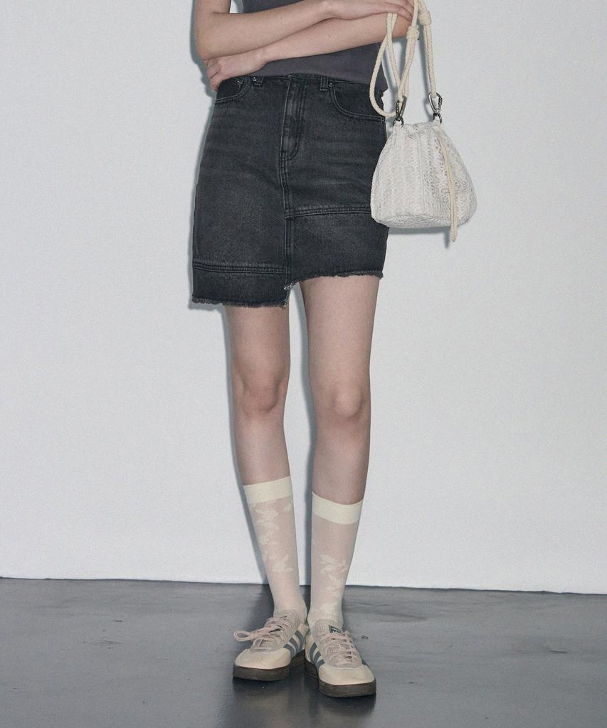 Ledeoli Divide Denim Mini Skirt [Light Blue]