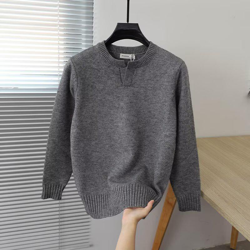 Autumn/Winter 2025 Men's Solid Color Round Neck Sweater - Soft, Youthful, Versatile Knitwear