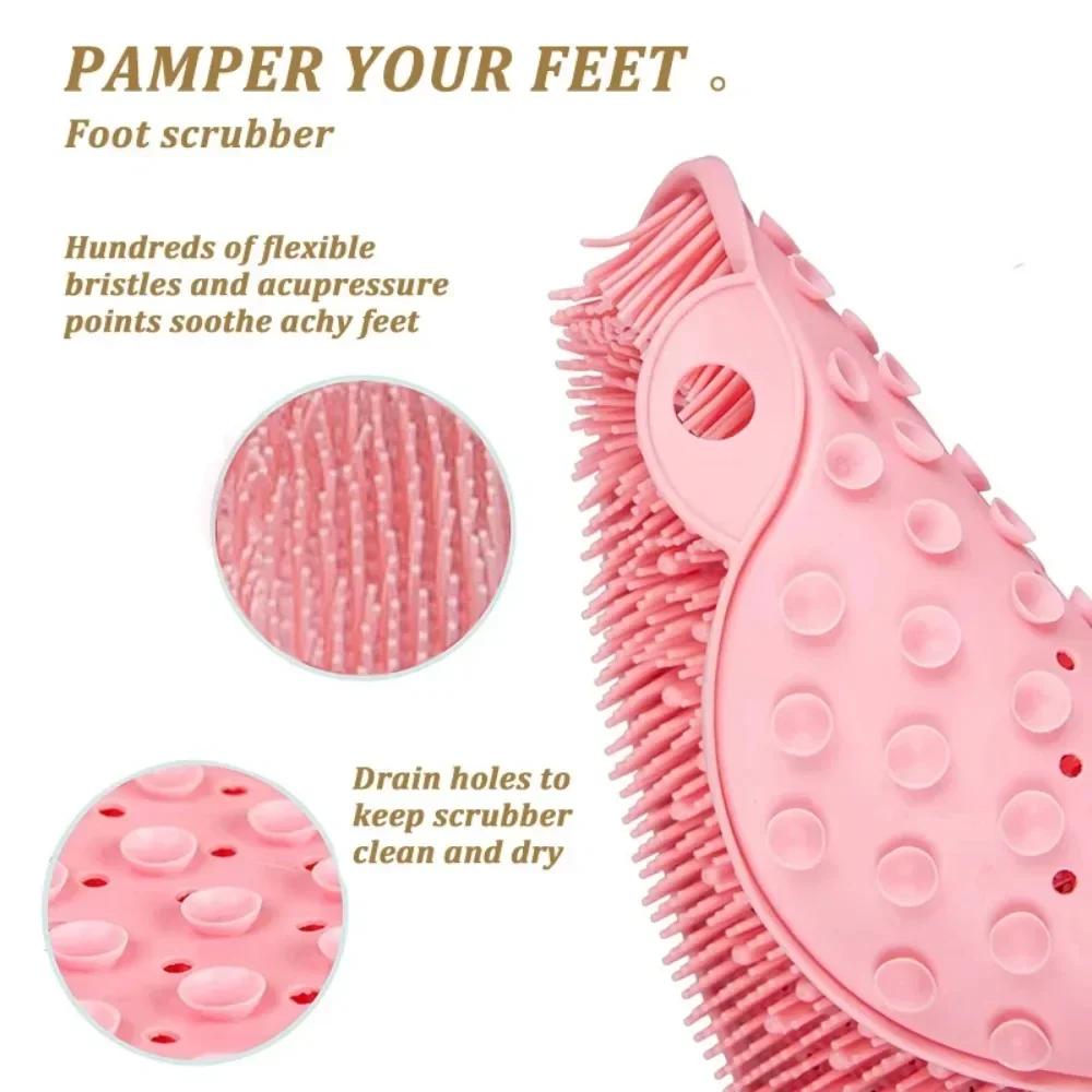 New Exfoliating Shower Massage Scraper Bathroom Non-slip Bath Mat Back Massage Brush Silicone Foot Wash Cleaning Bathing Tool