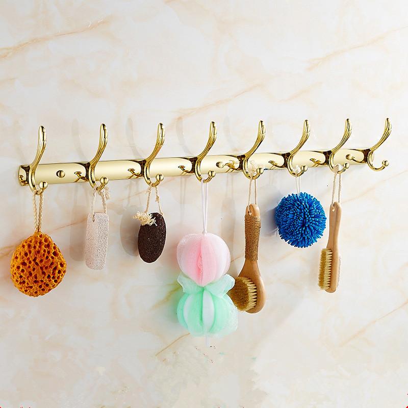 Wall Mounted Gold Bathroom Hooks Clothes Hat Hook Row Vintage Robe Hook Bathroom Robe Hook Bath Hardware Set Kitchen Hanger