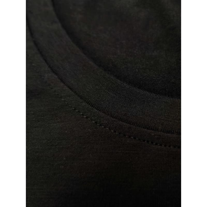 European Size Comfy 'Heaven & Dad' Graphic Tee for Women - Black, Short Sleeve Crew Neck with Red Heart & Angel Wings Design,Casual Summer Top