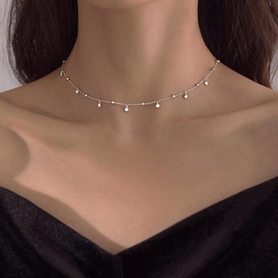 Tassel Silver Color Necklace Women's Short Clavicle Chain Gift