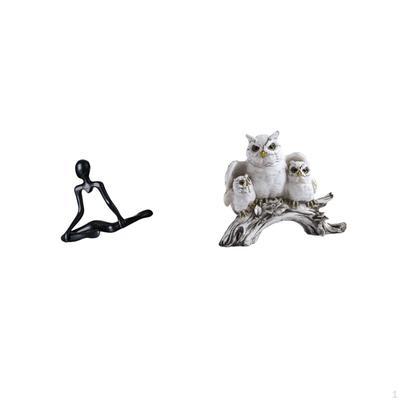Creative Abstract Thinker Owl Statue Decorative Figurine Unique Sculpture Tabletop Ornament for