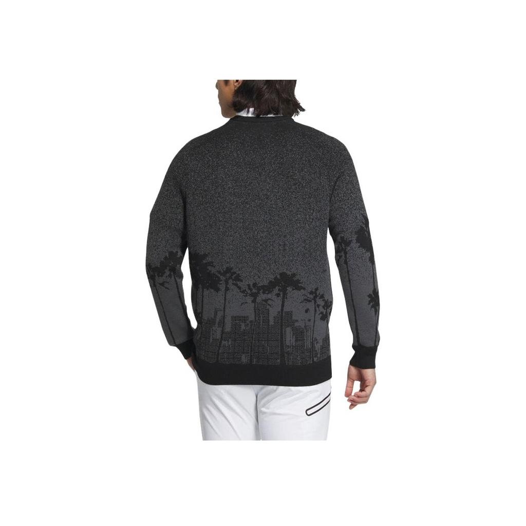 Adidas Plant Print Crew Neck Pullover Sweater Men Sweater Black HY0968