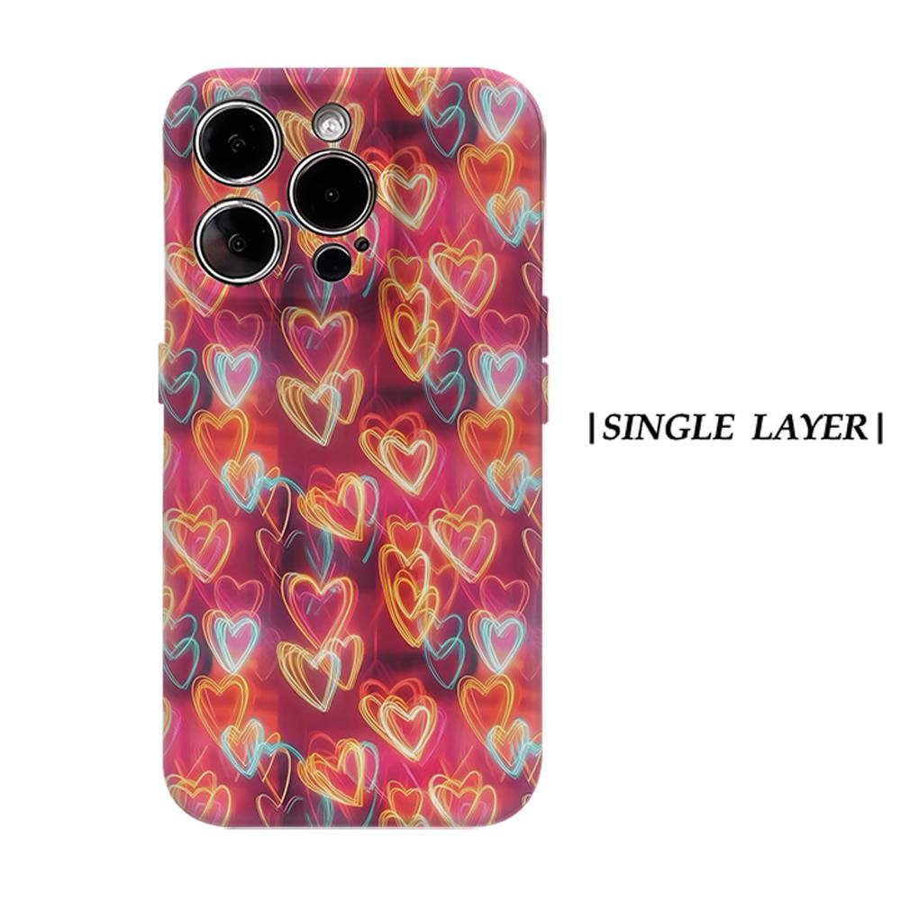 

Colorful Neon Heart Phone Case for IPhone 17AIR 16E 16 15 14 13 12 11 17 Pro Max Plus Double-layer Back Cover IPHONE17PROMAX