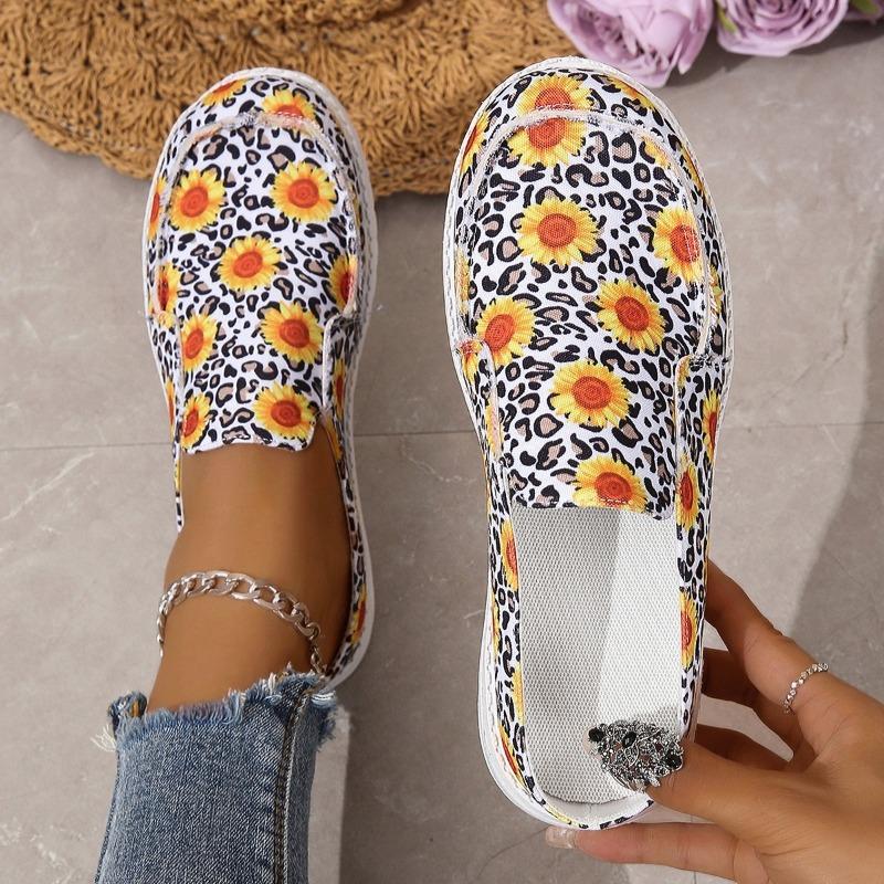 Shoes for Women Spring and Autumn Women's Flats Mixed Colors Round Toe Leopard Print Low-heeled Casual Shoes Women