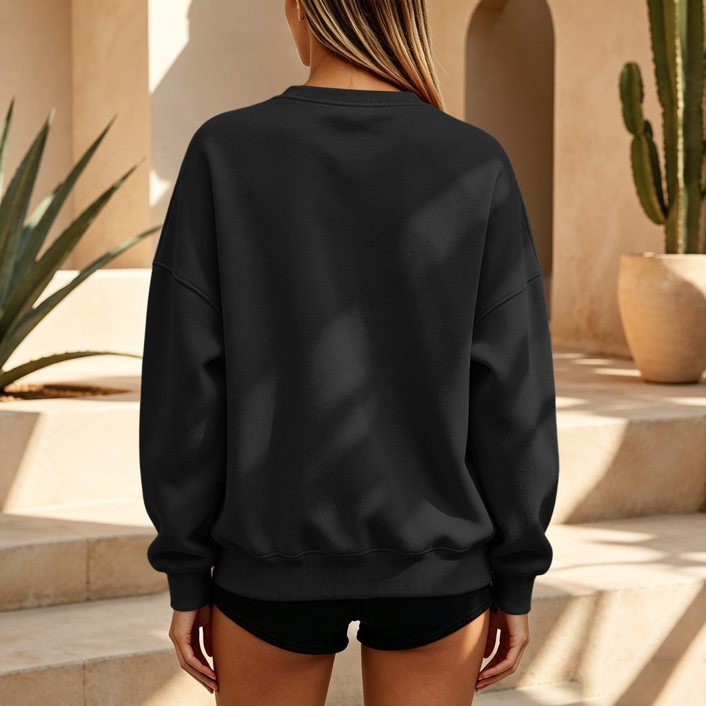 Women's Neck Long Sleeve Pullover Sweatshirt for Casual Wear