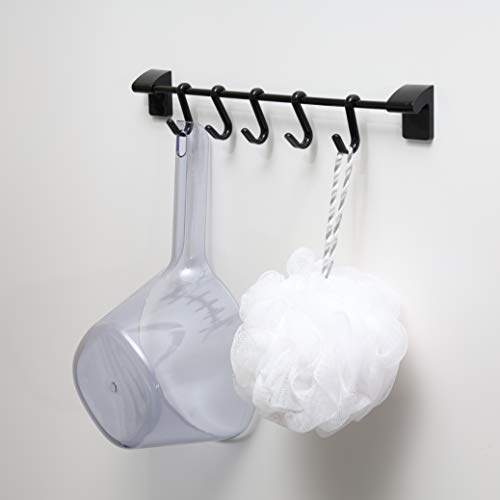 Pearl Metal 5-Hook Magnetic Storage Hooks for Bathrooms and Kitchens, Made in Japan, Black, AZ-5129