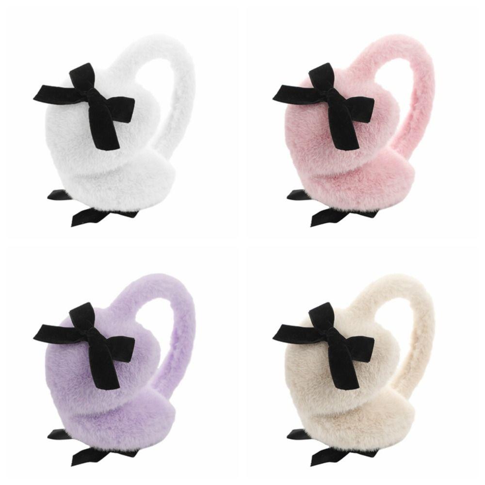 Soft Warm Faux Fur Plush Earmuffs Japanese Winter Earflap Fashion Y2k Bowknot Earmuffs  Women