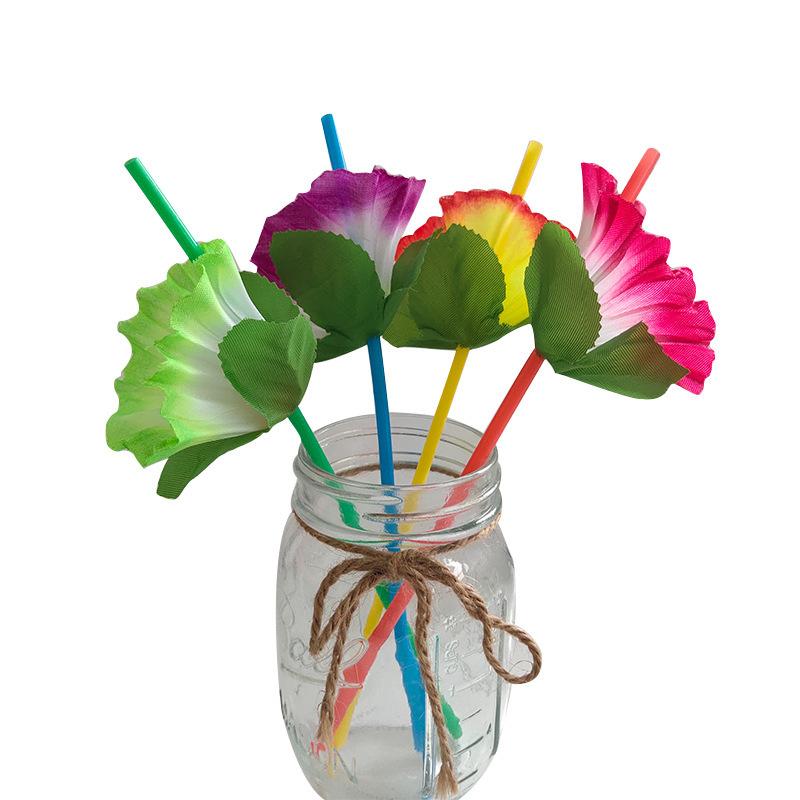 20Pcs Luau Hawaiian Theme Party Flower Drinking Straws for Summer Beach Tropical Hawaii Birthday Wedding Party Decoration