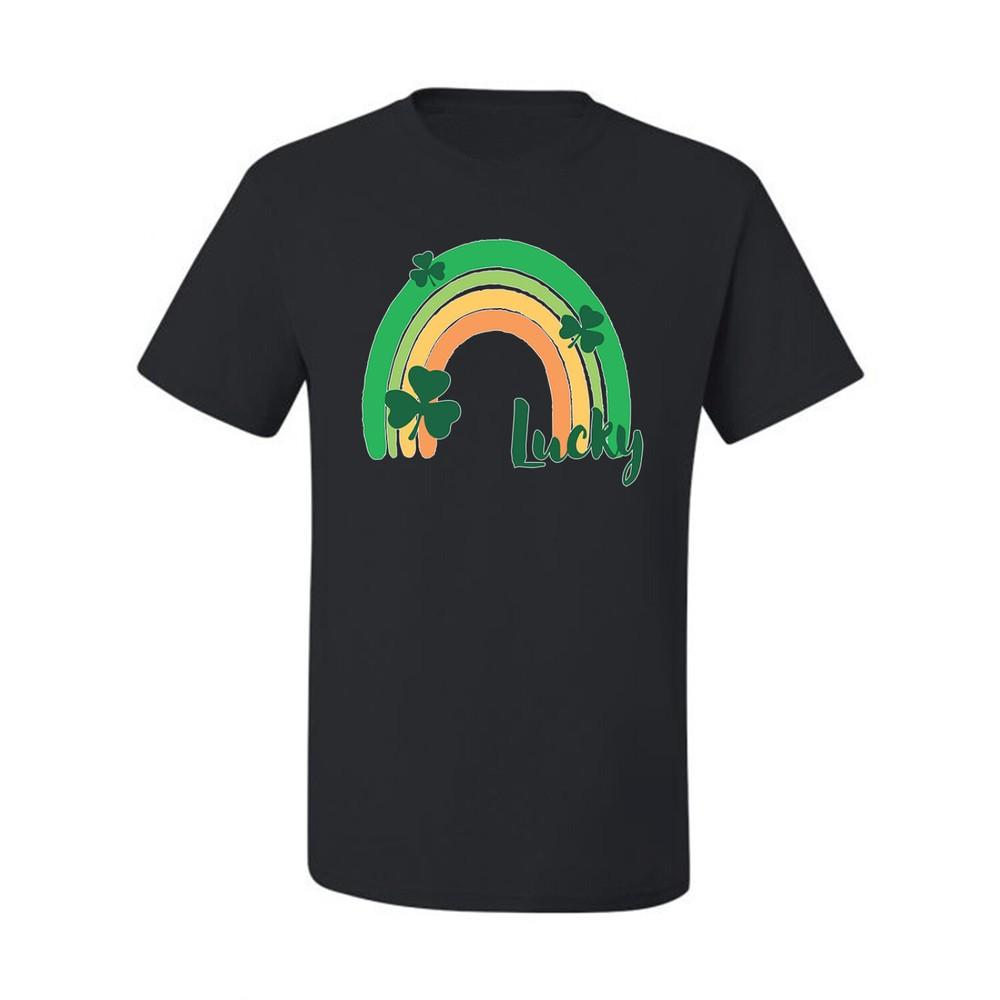 Lucky St Patricks Rainbow with Shamrocks St Patricks Day Men Graphic Tshirt Unisex T-Shirt XXL