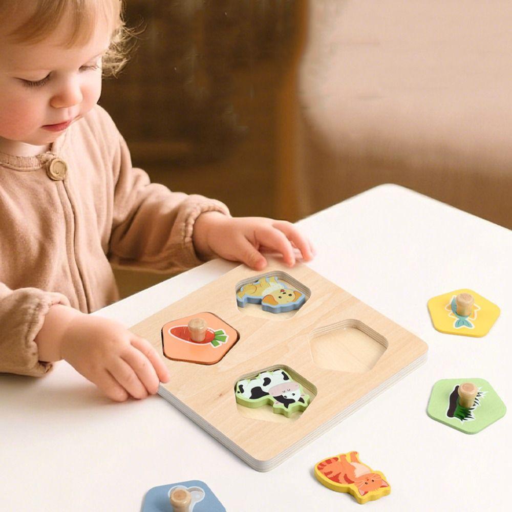 Montessori Wooden Toys 3D Puzzles Pattern Cognitive Animal Jigsaw Toys  Thinking Training