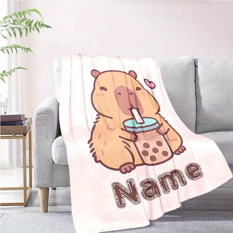 Capybara Loves Drinking Customize Your Name Blanket Warm Comfortable And Soft Blankets Are Suitable For Home Chairs Office Sofas Sofas Office Camping