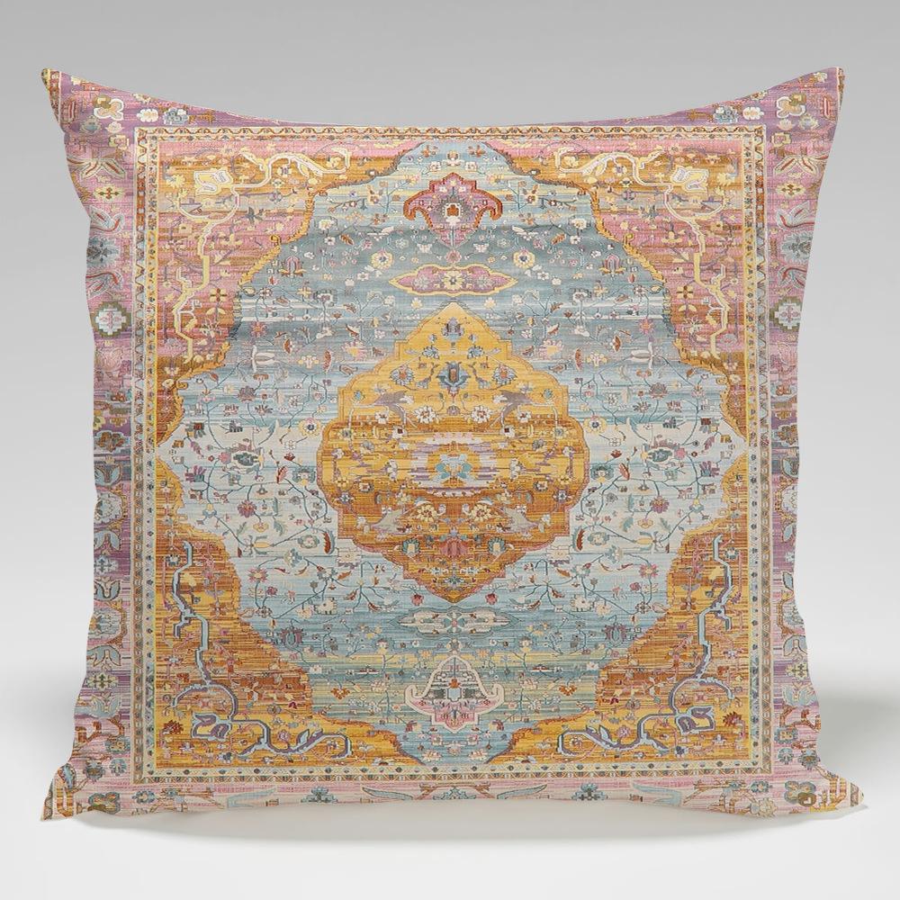 Retro Persian Geometric Patterns Throw Pillow Cover With Short Plush Print For Living Room Sofa Decoration Cushion Cover