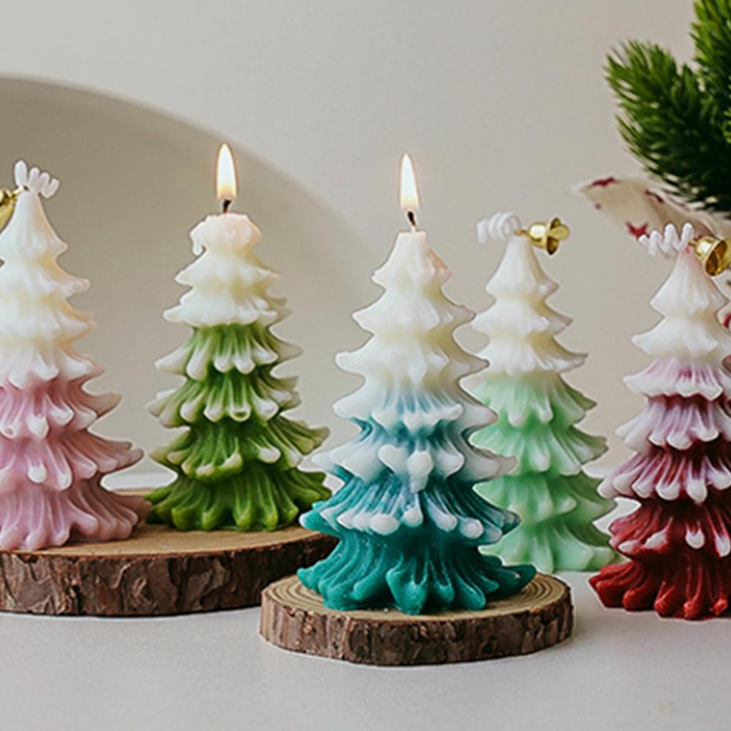 Christmas Tree Candle Frosted Scented Candle Two-tone Gradient Scented Candle, Christmas Tree Scented Candle Home Décor Gift