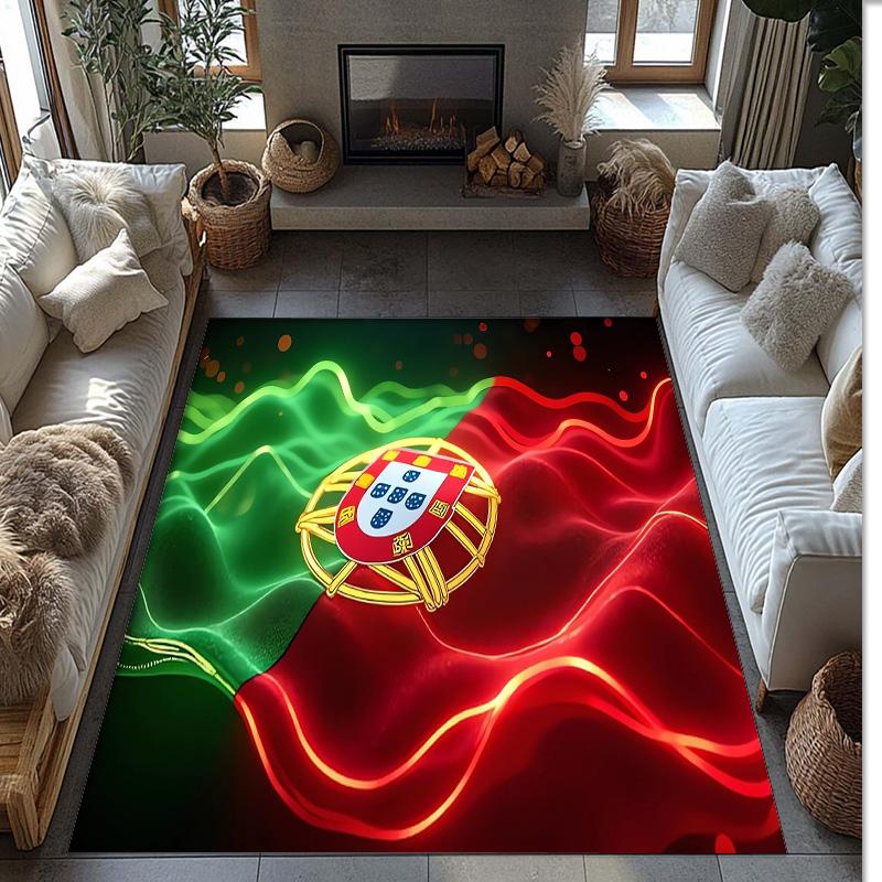 Portugal national football team Printed Flannel Area Rug Non Slip Soft Polyester Floor Carpet Indoor Decor Mat for Bedroom Living Room Sofa