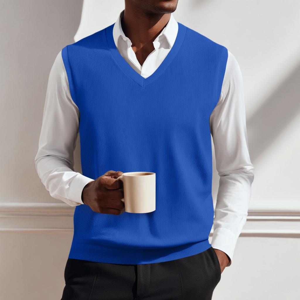 Men's V-neck Vest Sleeveless Knitted Pullover