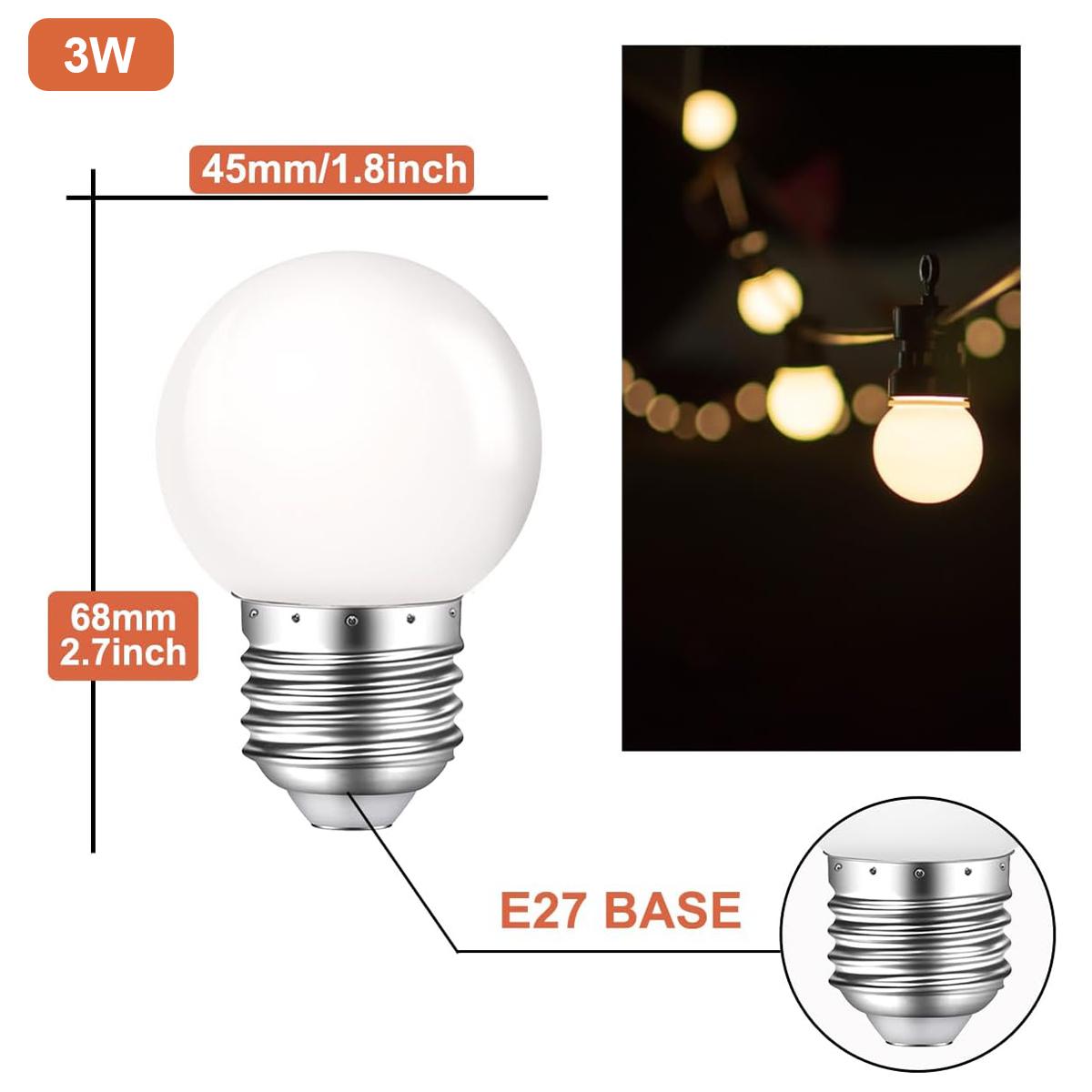 

6 упаковок светодиодных ламп E27 1 Вт 2 Вт 3 Вт нить накаливания Эдисона маленький винт Ses Sbc AC220 В ПК молочный пластик теплый белый спальня гостиная освещение 6Pcs-3W