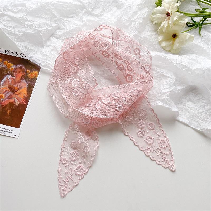Korean Version Ins Pure Desire Lace Long Scarf Women's Spring Summer Hot Girl Layering French Accessories Hair Tie Headband
