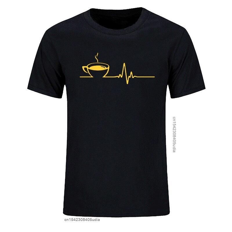 T Shirt Brand Men Short Sleeve Round Collar Coffee Heartbeat Camisas Casual The Funny Tshirt Printing T Shirts