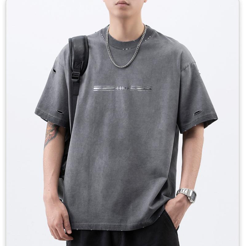 

Summer High-density Knitted Loose Fashion Printed Men s T-shirt Short-sleeved 3XL