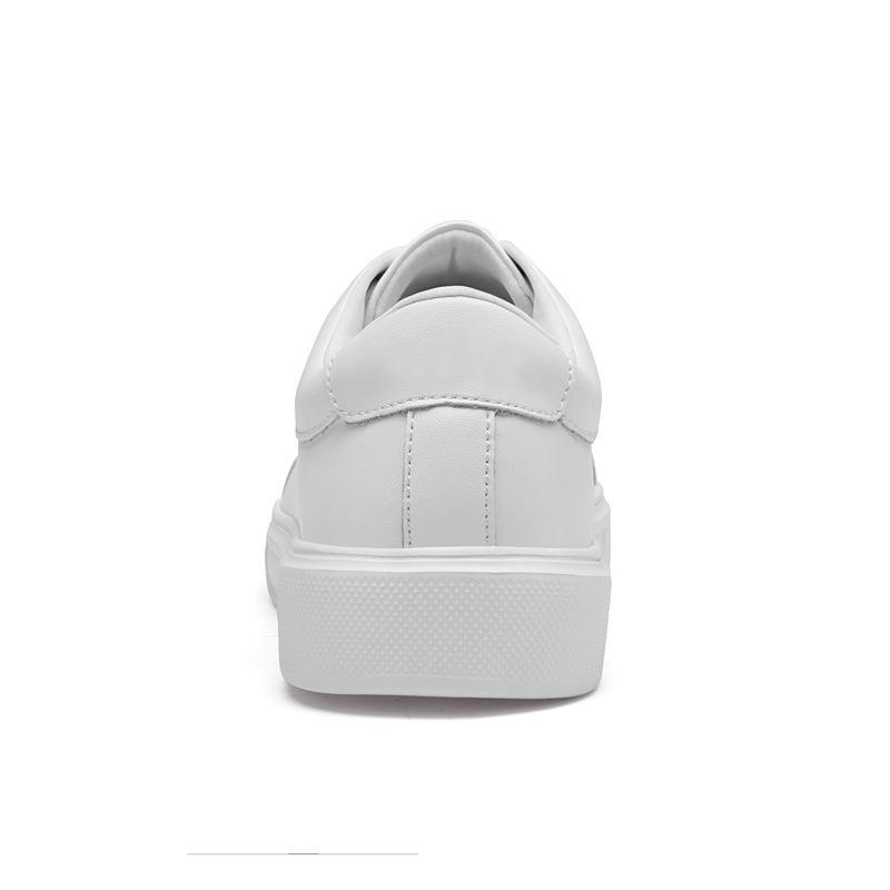 Men's Breathable White Leather Mesh Shoes - Korean Style Casual Flats, Sizes 37-46