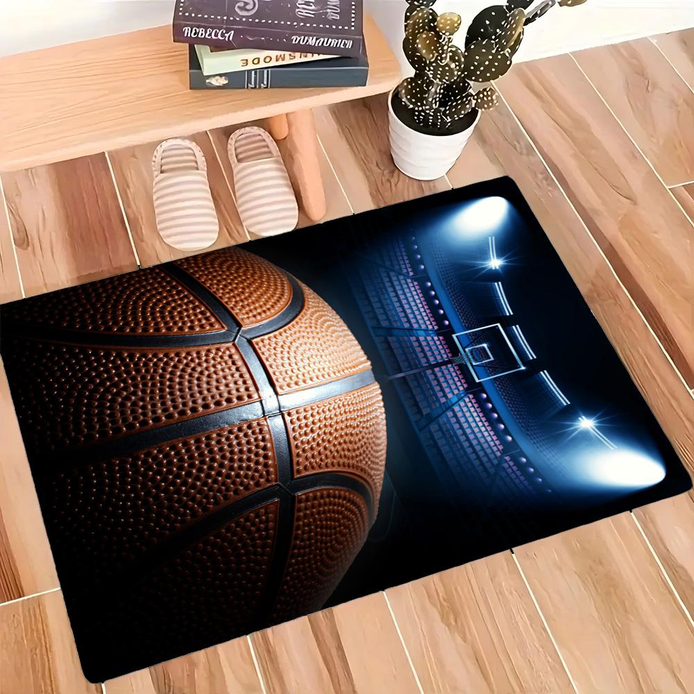 3D Basketball Scene Print Area Rugs Washable Carpets for Bedroom Kitchen Living Room Non Slip Floor Mats for Home Playroom Decor