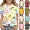 Kids Animal Print Crew Neck Short Sleeve Casual Loose Fit T Shirt Top Soft Comfortable Fabric Suitable for Everyday Wear