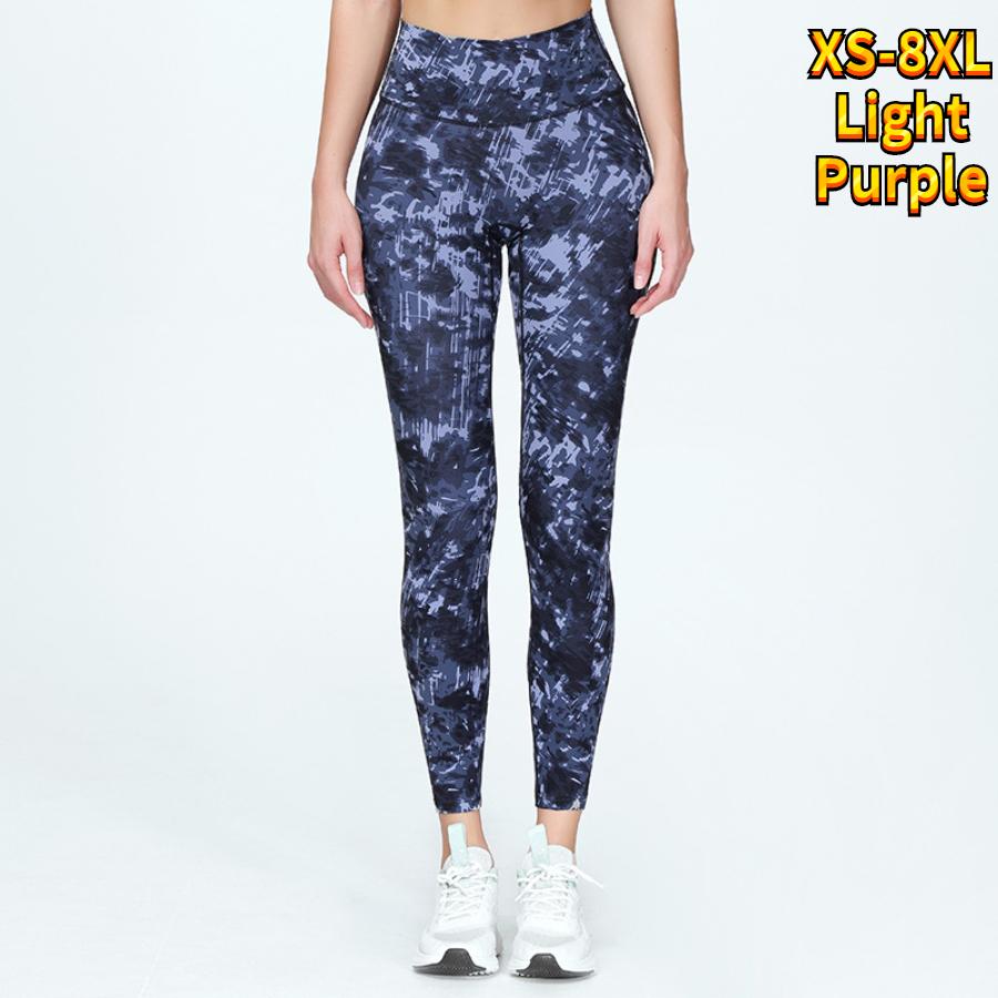 Leggings da Yoga Elasticizzati da Donna Viola Chiaro con Stampe Graffiti Fitness Corsa Palestra Sportivi Attivi
