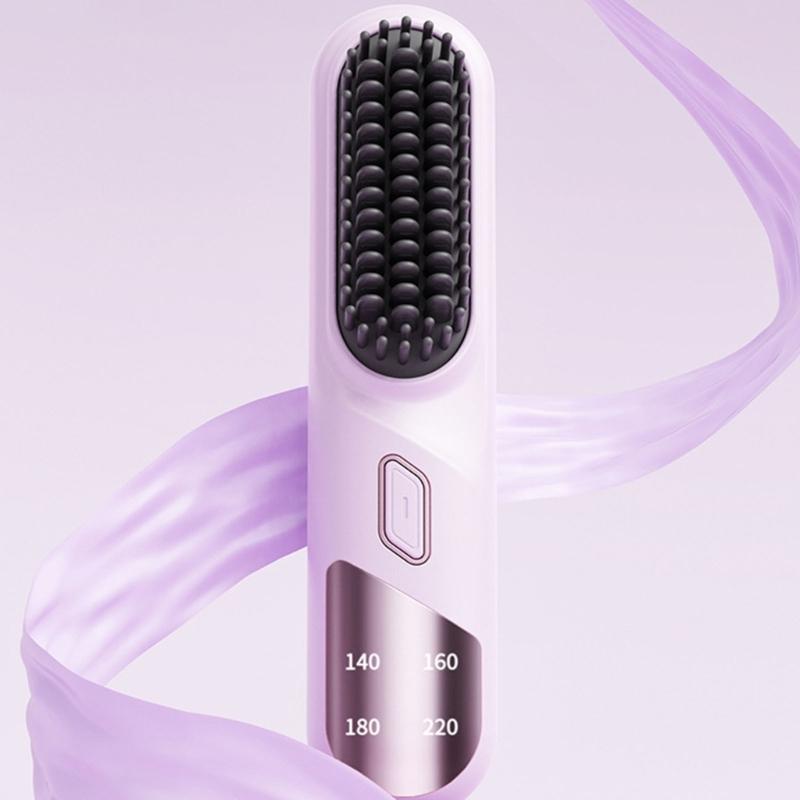 Small Travel Friendly Straightening Brush With MCH Ceramic Heating Technology And USB C Charging