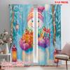 2pcs,2D Plane Printing Curtains Cute Snowman Gifts Winter (2) Polyester (without Rod) All Seasons for Living Room & Kitchen