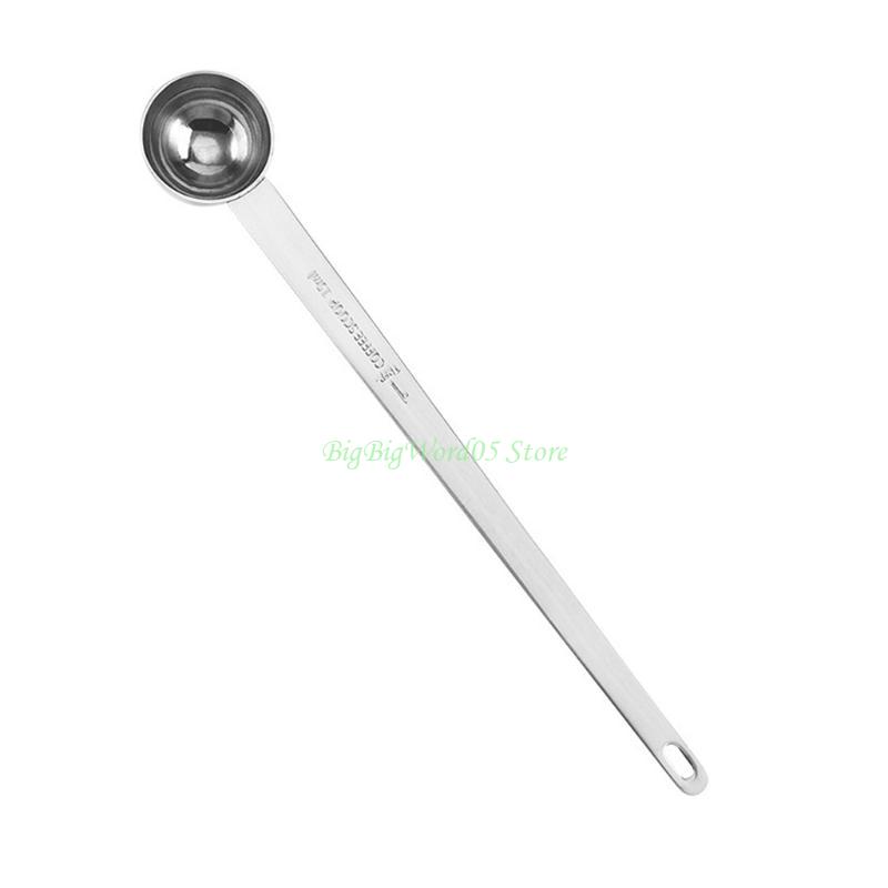 24TE 15ml Stainless Steel Coffee Spoon Coffee Measuring Kitchen Long Handle Measuring Coffee Spoons Kitchen Supplies серебряный
