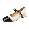 Xiaoxiangfeng French thick heel Mary Jane women's shoes 2025 new square head thick heel color matching word with single shoes women