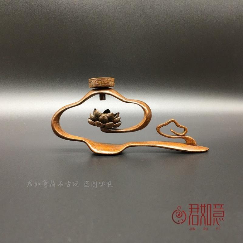 Cloud Pattern Lotus Holder Solid Zen Copper Backflow Incense Ornament Tea Pet Copp CHINA