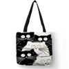 Tote Einkaufstasche süße Katze Druck Frauen Handtasche Leinen Totes mit Print Logo Casual Reisen Strand Taschen