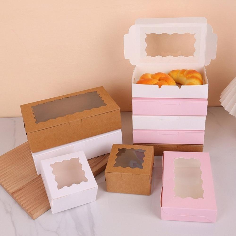 5/10pcs with Window Cake Boxes Pastries Bakery Cupcakes Boxes For Thanksgiving Christmas Weddings