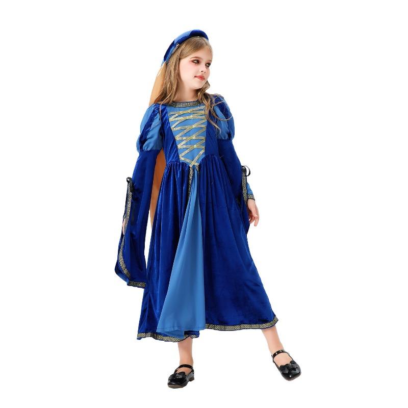 Halloween Children's Costume Vintage Court Style Medieval Renaissance Girls Dress Carnival Dress Dress