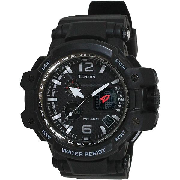 CREPHA TS Series Men's Quartz Digital Wrist Watch - Black / Blue TS-D157-BL TS-D159-RD TS-D156-BL TS-D158-BK TS-D154-BL TS-D155-SV TS-AD094-BK