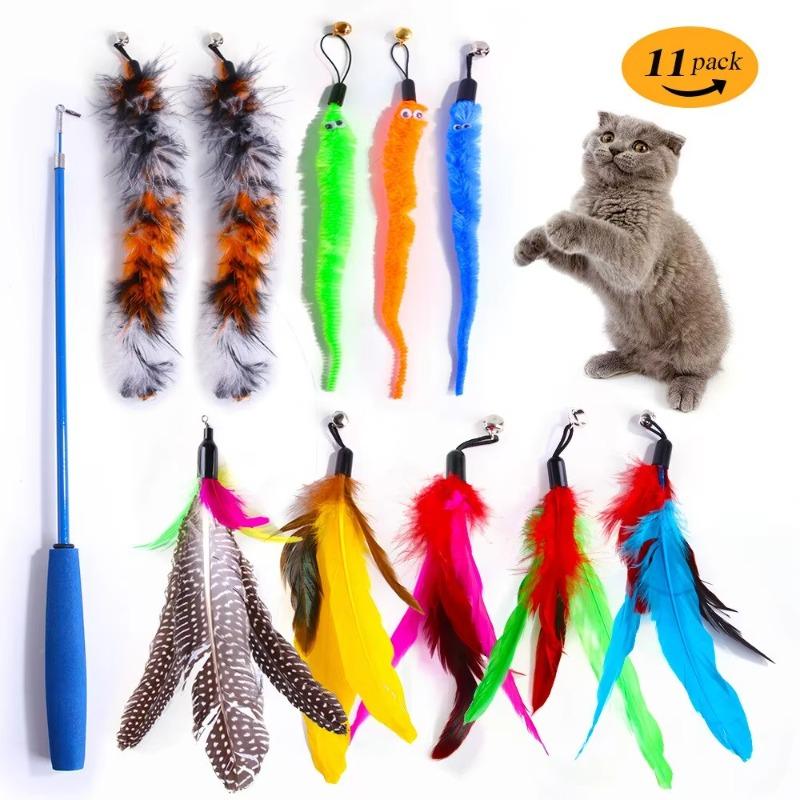 Cat Toy Stick,with Replacement Decoration,Toy Stick That Attract Cat,Cat Interactive Toy Set,with Multiple Colors To Choose From