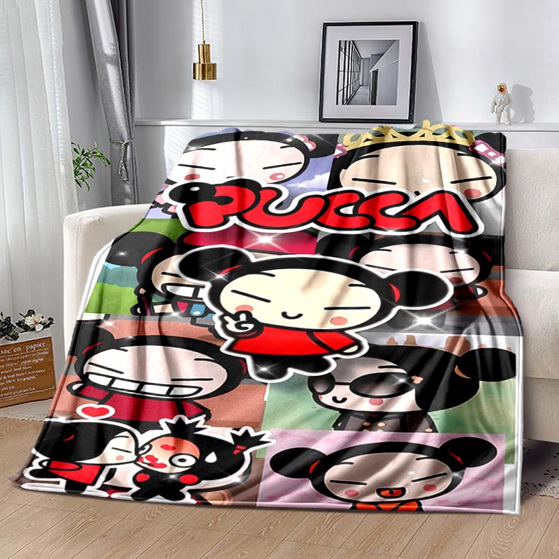 1pc Blanket Pucca1 Print Design, Lightweight Blanket for Sofa, Bed- Soft &Warm, Gift for All Seasons like Christmas, Halloween