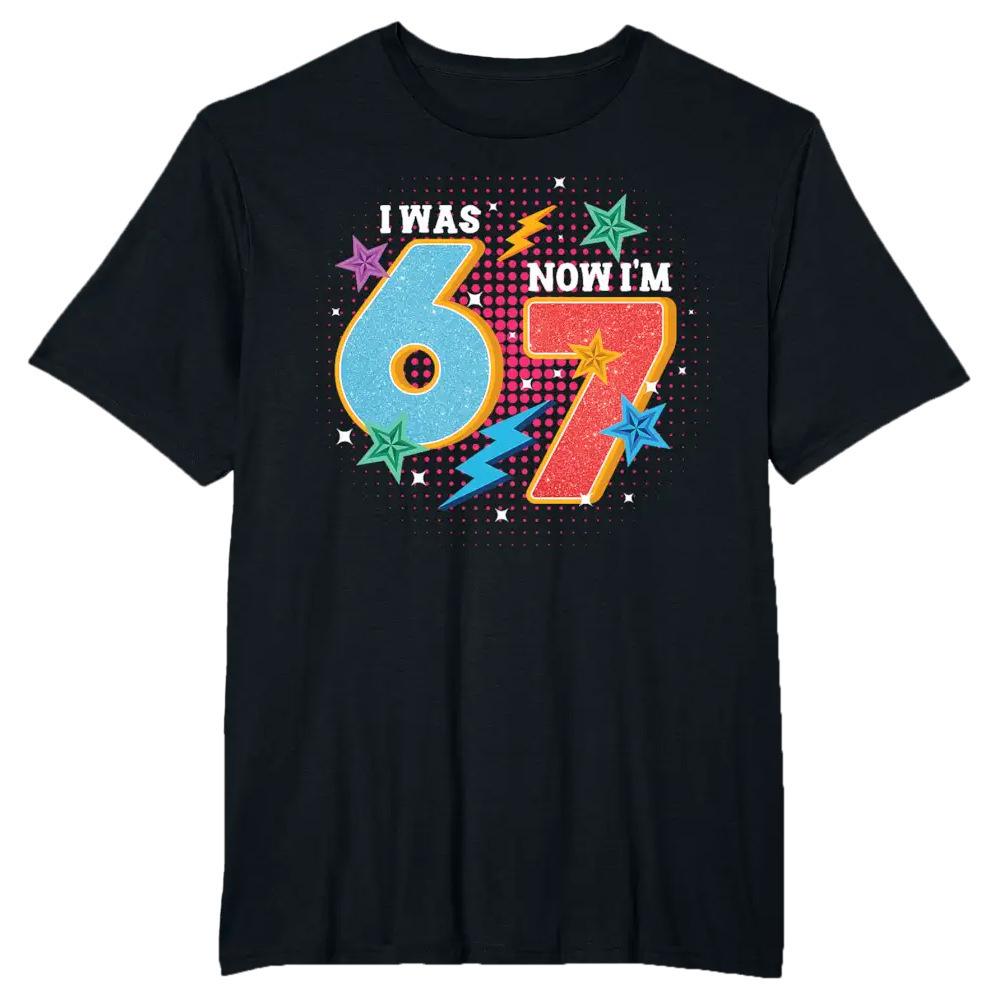 Ich war 6, jetzt bin ich 7 Geburtstag Heiß verkaufendes Bedrucktes Kinder Kurzarm Freizeit Rundhals Oberteil Sommer Polyester Stoff T-Shirt